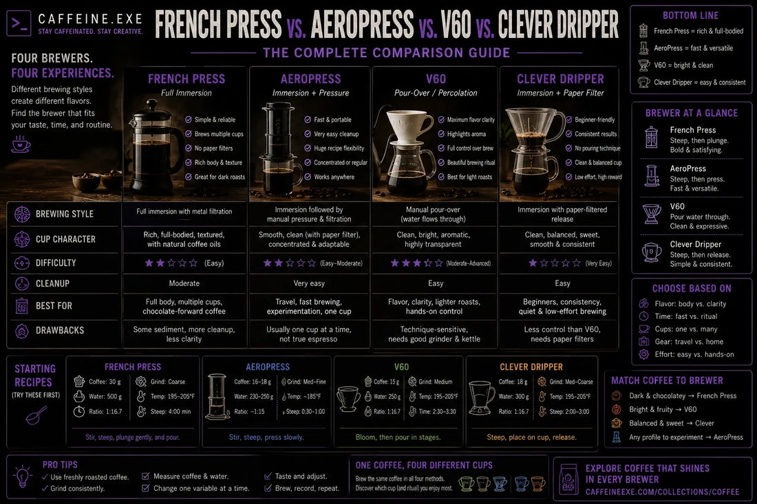 French Press vs. AeroPress vs. V60 vs. Clever Dripper: Which Brewer Is Best?