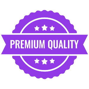 Premium quality coffee emblem with purple certification badge styling