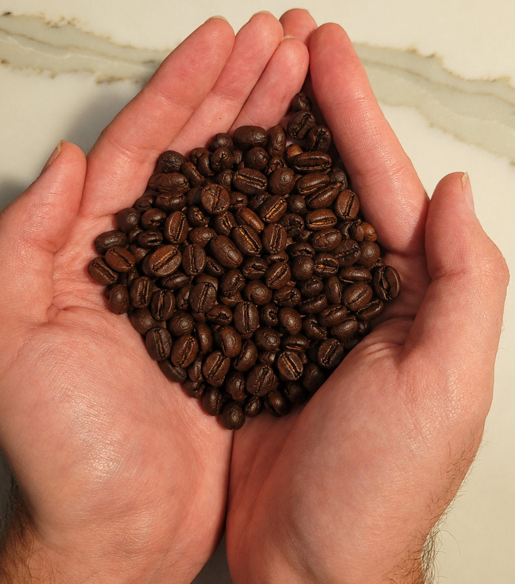 Whole coffee beans for 6 Bean Blend – Dark Roast Espresso Coffee – Medium-Dark Roast by Caffeine.EXE